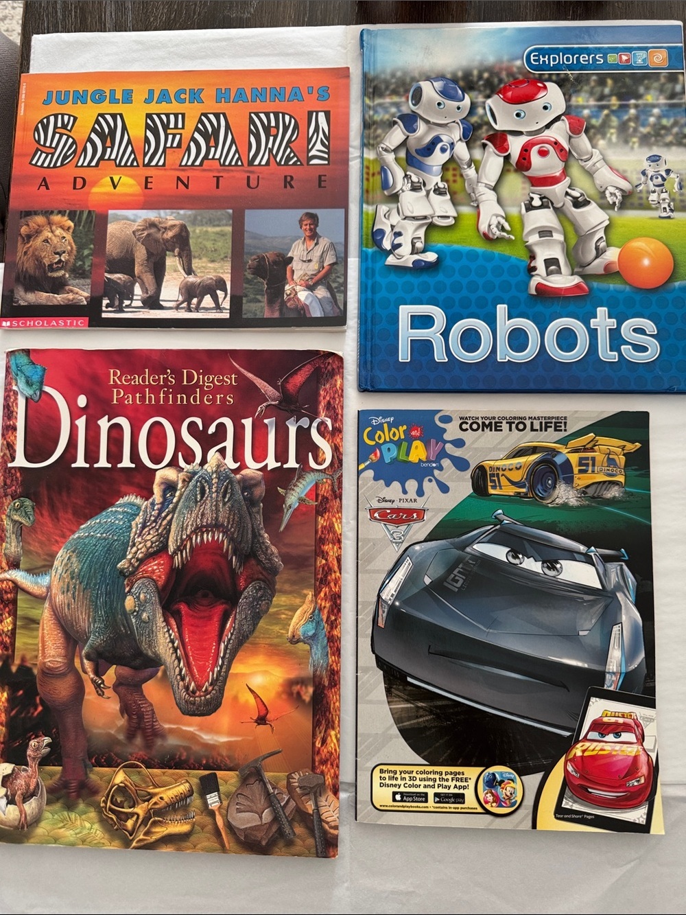 Kids Activity Book Bundle - Dinosaurs, Robots, Safari & Cars Coloring book